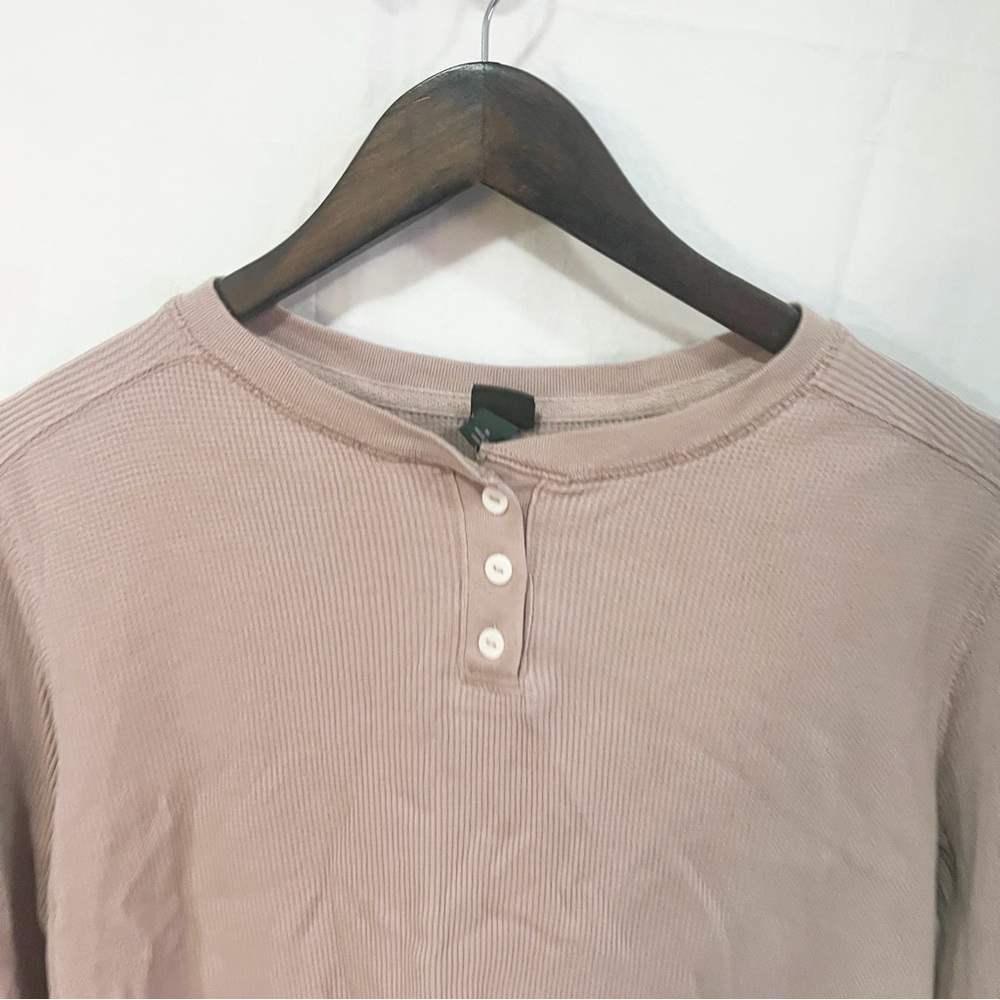 Wild Fable Long Sleeve Thermal Henley Top Womens Size Medium Rose Cropped Layers - Picture 2 of 7